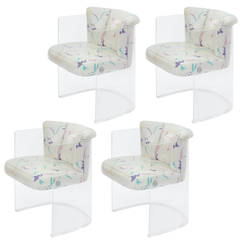 Set of Four "Channel Back Plexi Chairs" by Vladimir Kagan