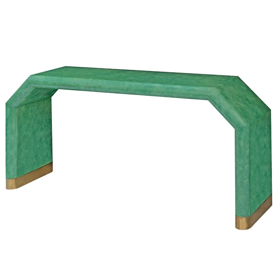 Chic 5-Side Console Table in Green Lacquer