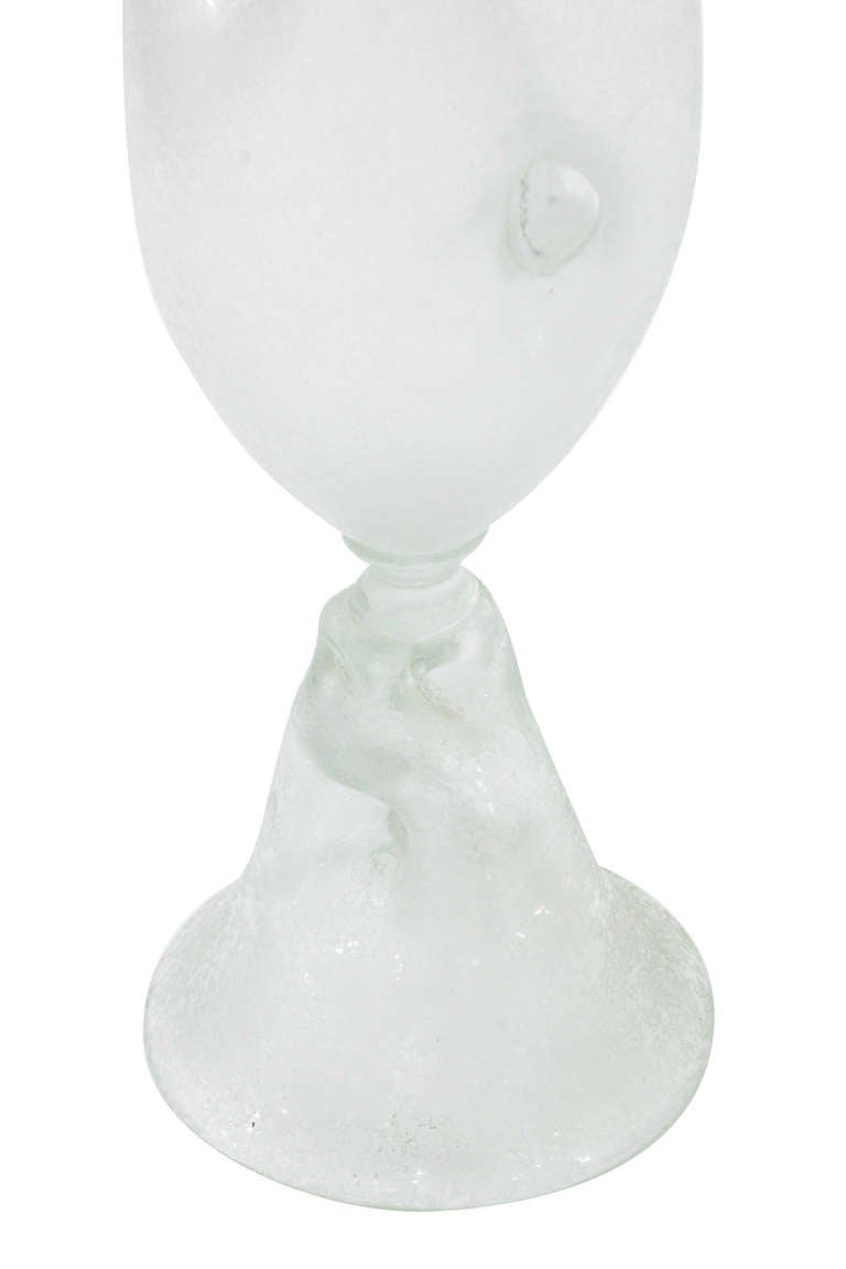 Mid-20th Century Unique Hand-Blown Vase in Iridized Cristallo Glass by Anzolo Fuga For Sale