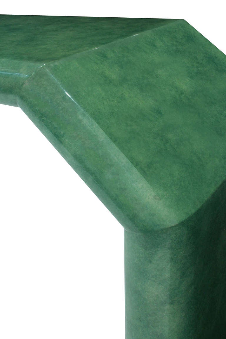 American Chic 5-Side Console Table in Green Lacquer