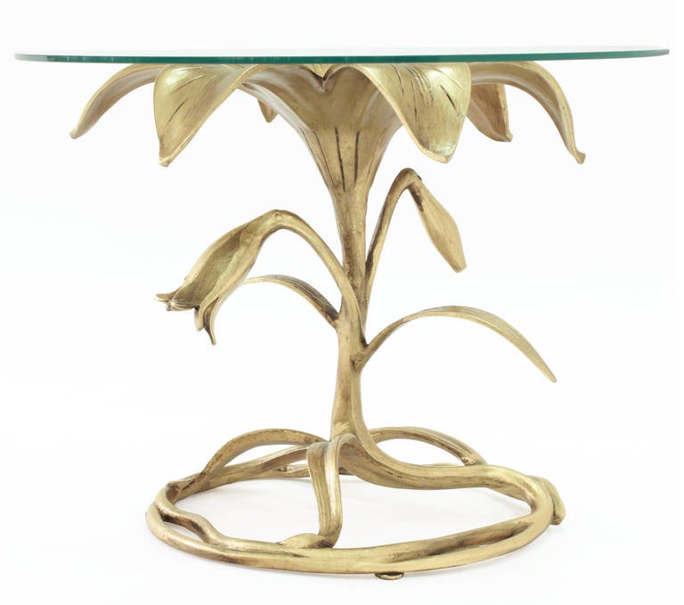 "Lily Side Table" in Gilded Aluminum by Arthur Court