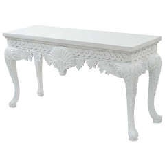 Exceptional Hand-Carved White Lacquered Console Table 10