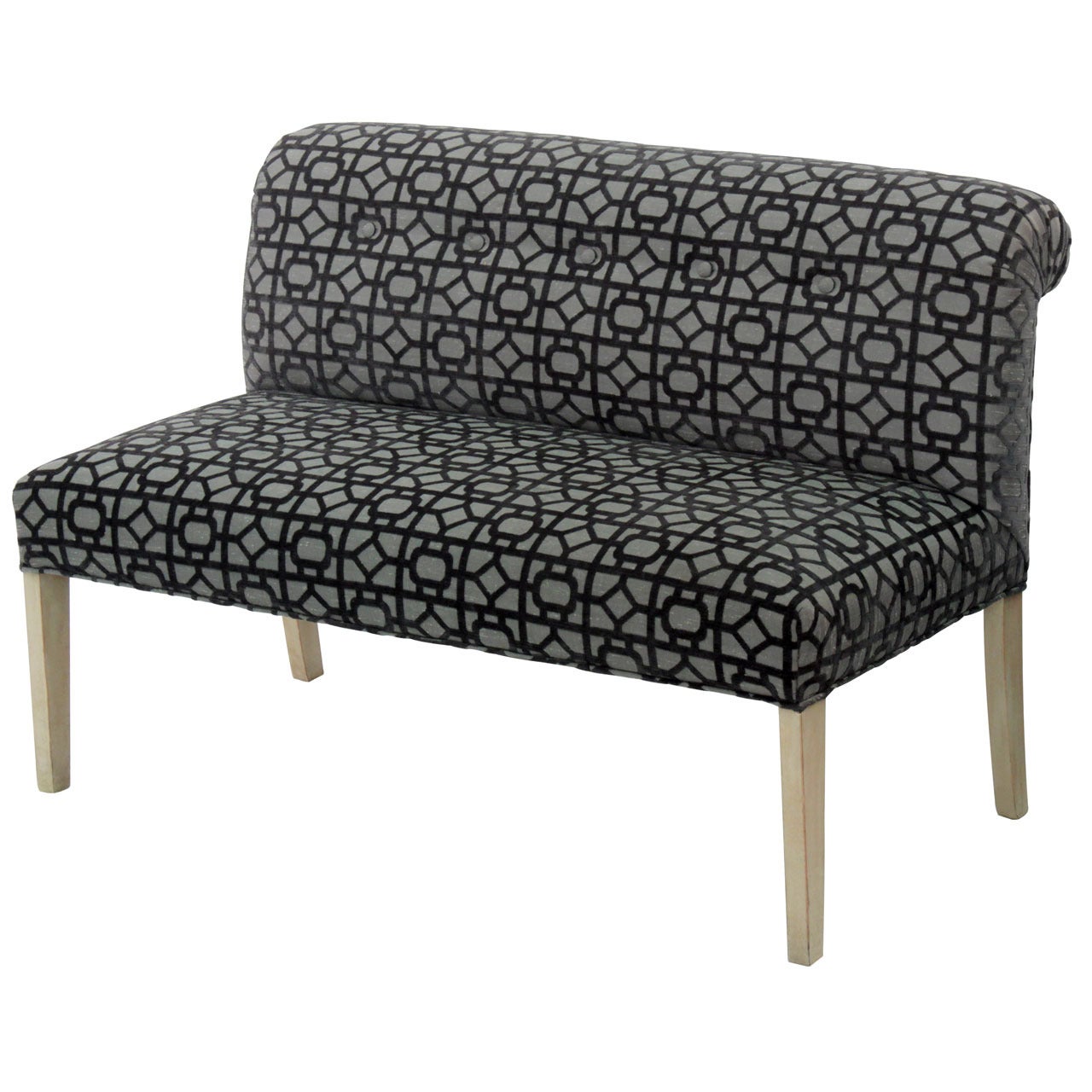 Rolled Top Bench in Chic Patterned Fabric