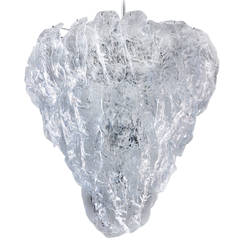 Large Textured Glass Icicle Chandelier by Mazzega