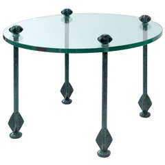 Center Table with Sculptural Bronze Legs by Ron Seff