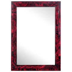 Mirror with Frame in Red Malachite Lacquer