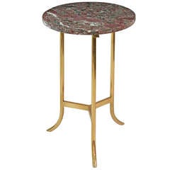 Brass End Table with Marble Top