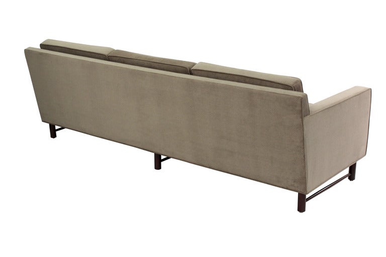 Elegant Sofa with  Hand-Turned Mahogany Stretchers by Edward Wormley for Dunbar