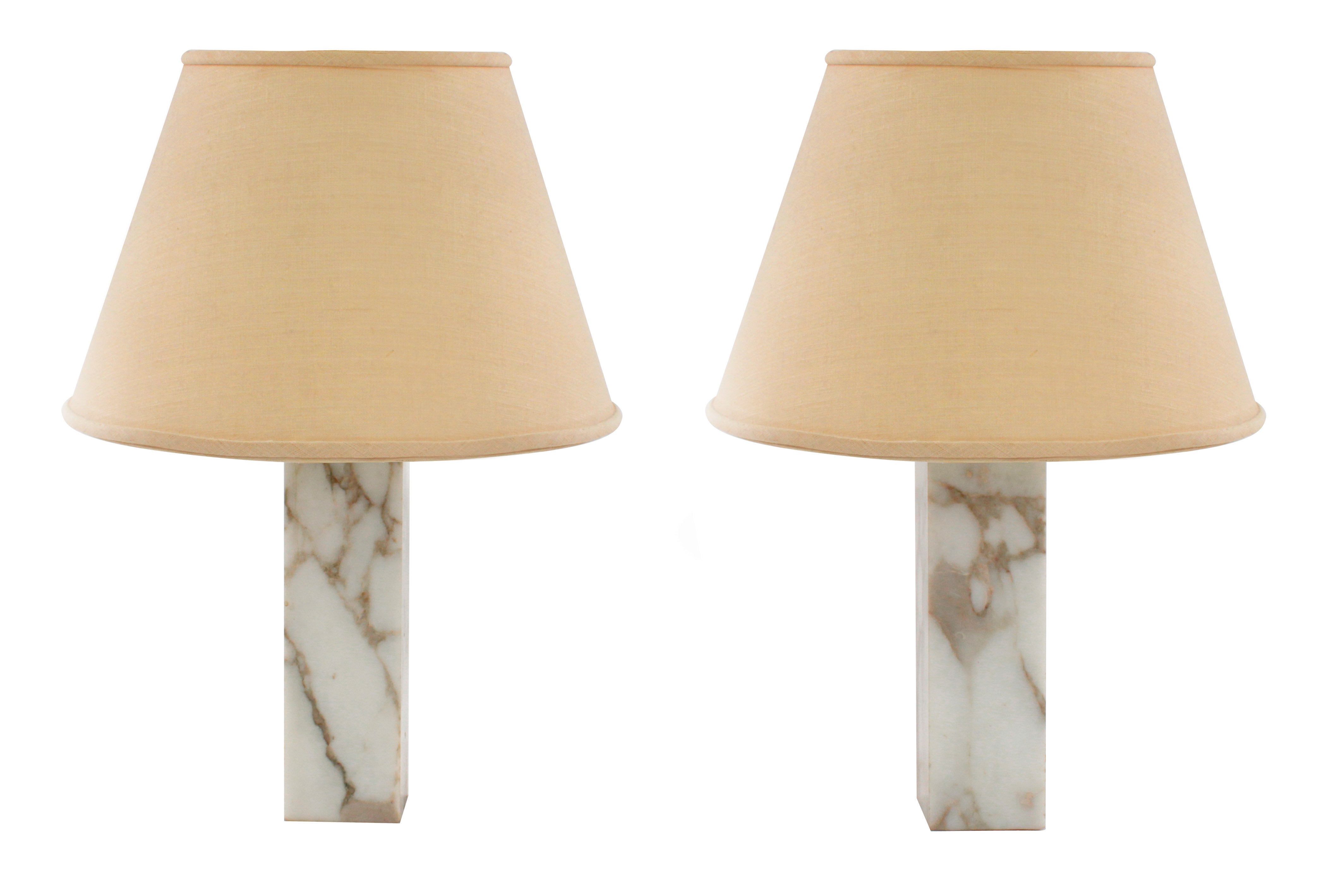 Pair of Table Lamps in Marble by T.H. Robsjohn-Gibbings for Hansen