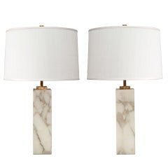 Pair of Table Lamps in Marble by T.H. Robsjohn-Gibbings for Hansen
