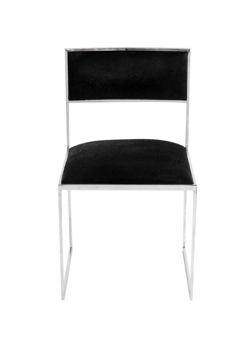 Italian Pair of Polished Chrome Side Chairs by Willy Rizzo