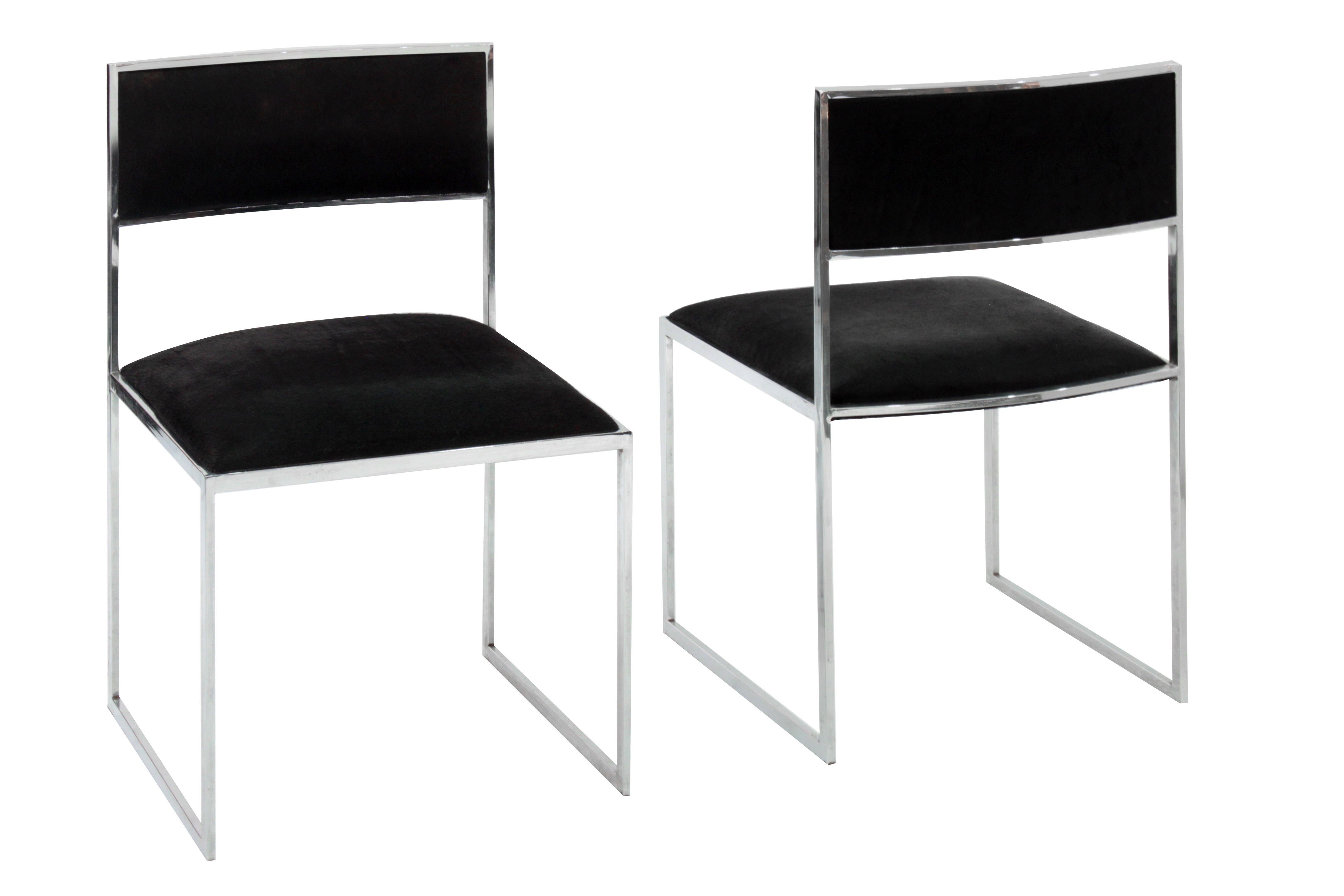 Pair of Polished Chrome Side Chairs by Willy Rizzo