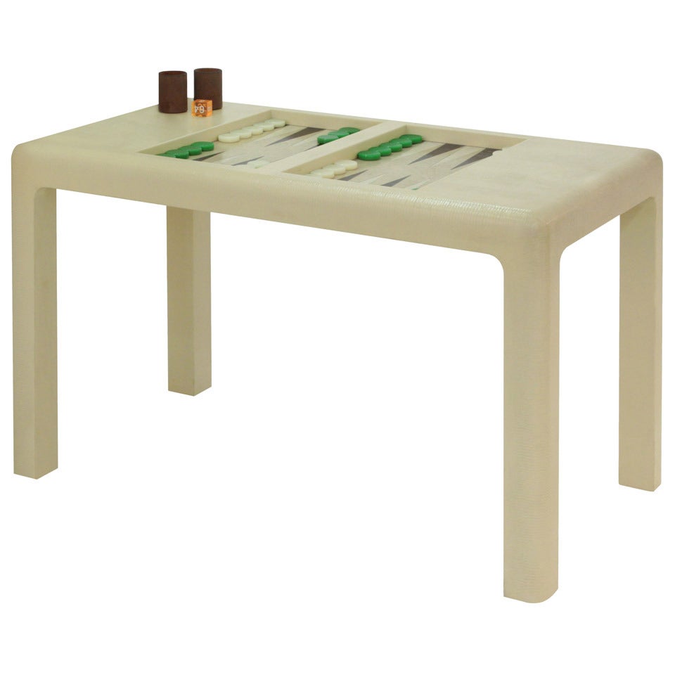 "Parson Style Backgammon Table" in Embossed Lizard by Karl Springer