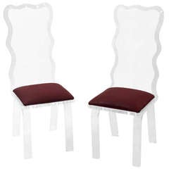 Set of 6 Sculpted Lucite Dining Chairs 8