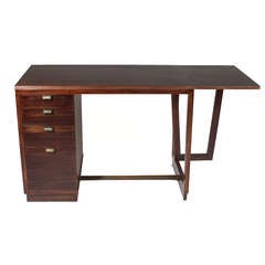 Edward Wormley Simple Mahogany & Bronze Precedent Writing Desk with Drop Leaf 11