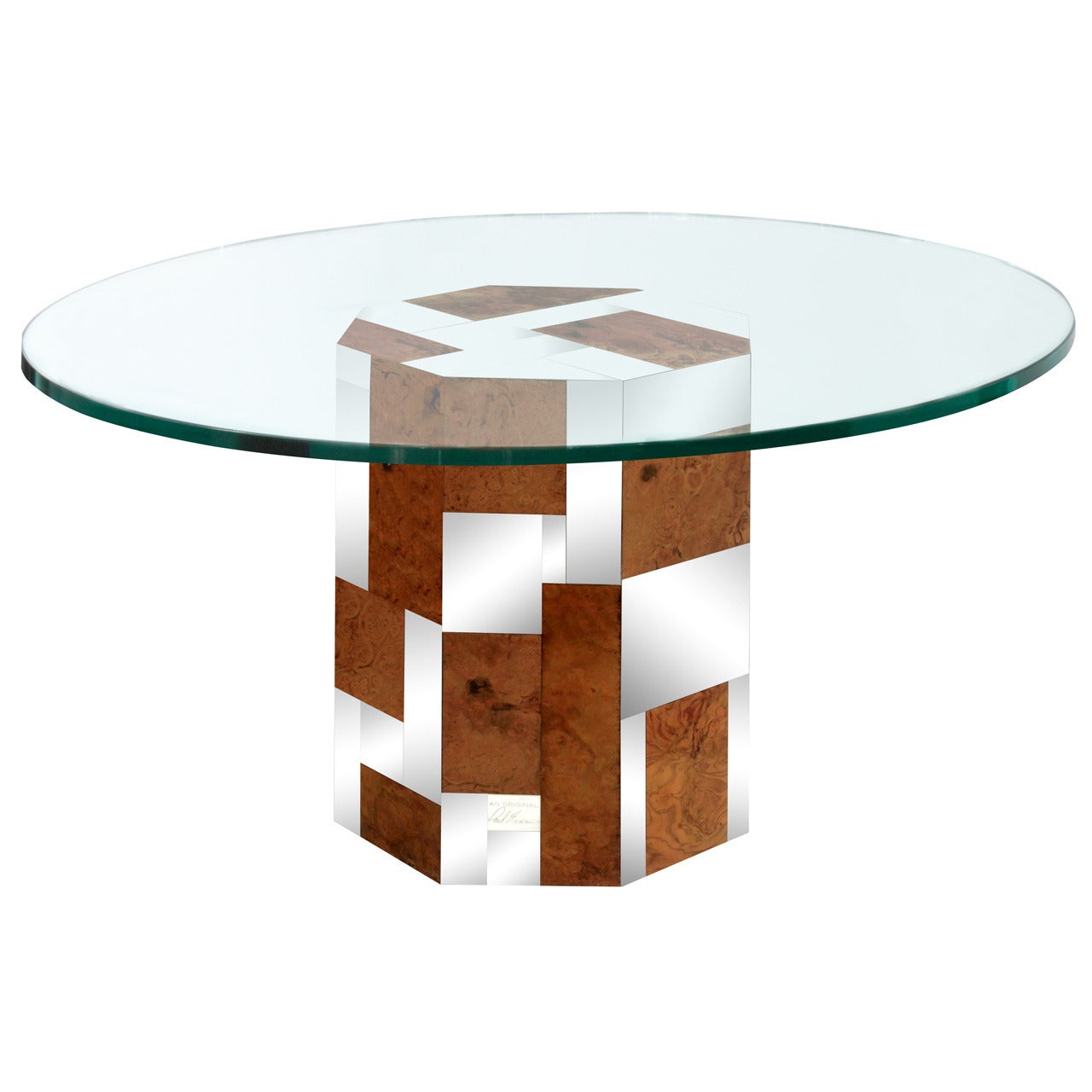 Dining Table with Walnut and Chrome Base by Paul Evans
