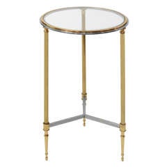 Chic End Table in Polished Chrome and Brass