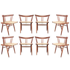 Set of Eight "Grass Seated Dining Chairs" by George Nakashima