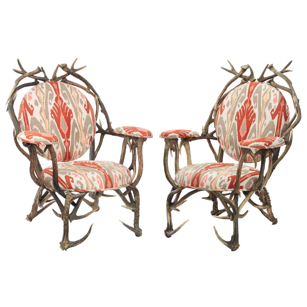 Pair of David Barrett Studio Made Antler Chairs 1970s