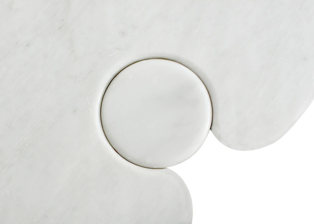 Late 20th Century Round Table in White Marble by Angelo Mangiarotti