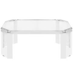 Elegant Coffee Table in Thick Lucite by Charles Hollis Jones