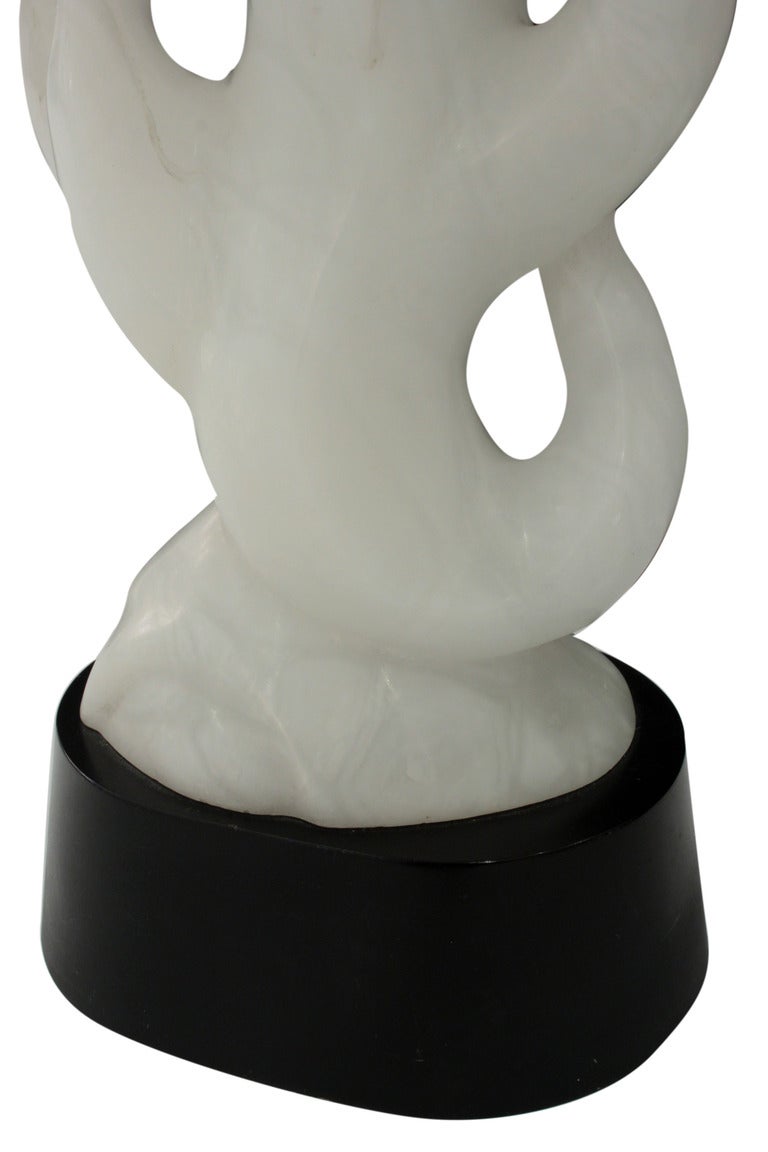 Mid-20th Century Hand-Carved Alabaster Table Lamp
