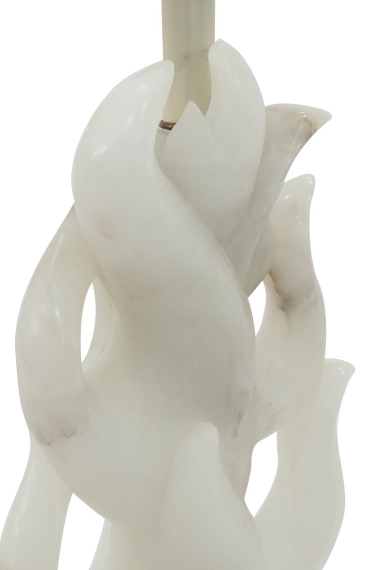 Hand-Carved Alabaster Table Lamp In Excellent Condition In New York, NY