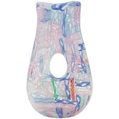Handblown Glass Vase with Multi-Color Zanfirico by Arte Vetraria Muranese