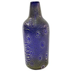 Handblown Blue Glass Vase with Gold Foil by Giulio Radi 11