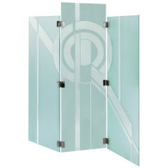 Impressive Three-Panel Etched Glass Screen by Shultz 3