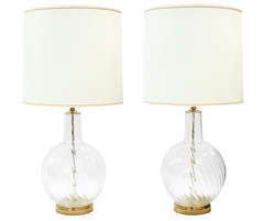Pair of Chic Hand-blown Glass Table Lamps