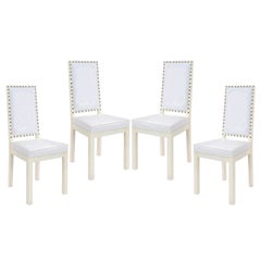 Vintage Four Dining or Game Chairs with Studs in the Manner of Tommi Parzinger 1950's
