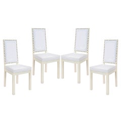 Four Dining or Game Chairs with Studs in the Manner of Tommi Parzinger 1950's