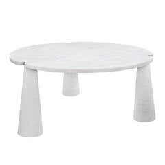 Round Table in White Marble by Angelo Mangiarotti