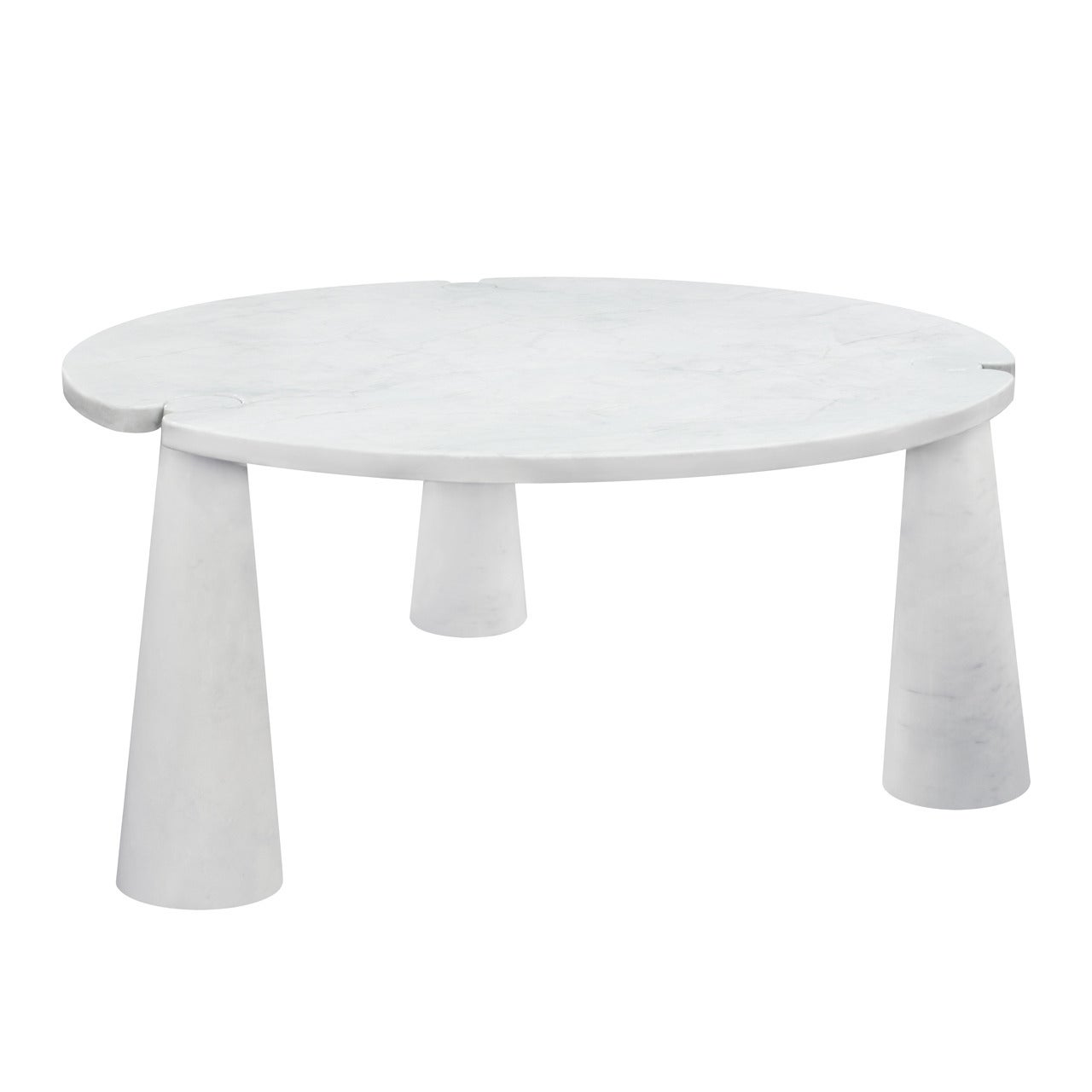 Round Table in White Marble by Angelo Mangiarotti