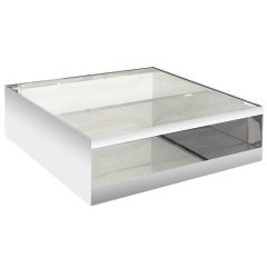 Coffee Table in Stainless Steel and Wire Glass by Joe D'Urso