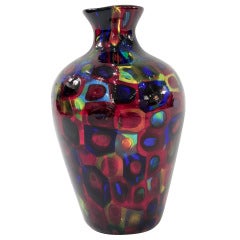 Large Hand-Blown Glass Vase with Colorful Murrhines by A.V.E.M.