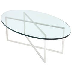 Elegant Coffee Table with Polished Steel Base by Tommi Parzinger 8