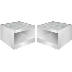 Pair of Stainless Steel Coffee Tables by Joe D'Urso