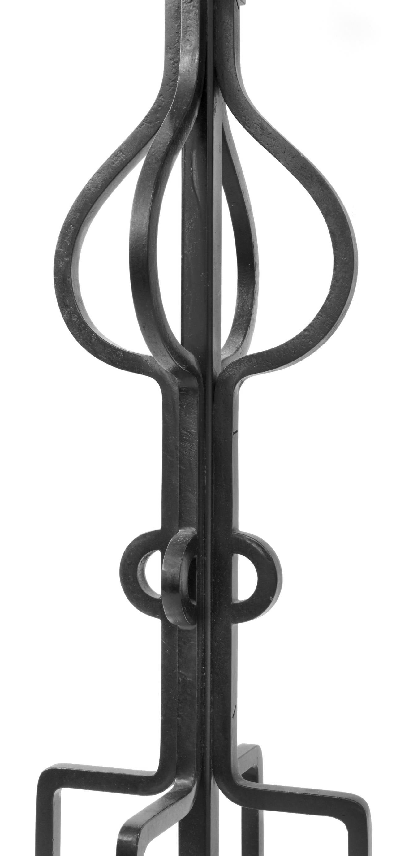 Hand-Crafted Exceptional and Large Floor Lamp in Wrought Iron by Tommi Parzinger For Sale