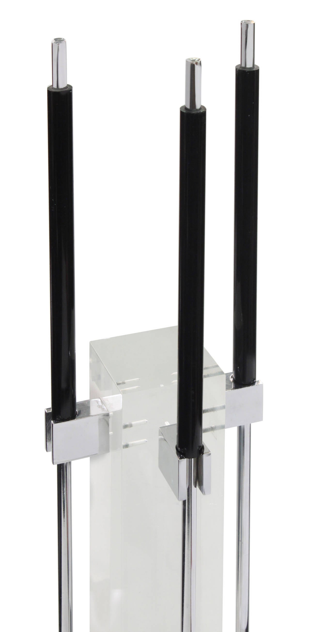 Elegant Fireplace Tool Set in Lucite and Chrome by Alessandro Albrizzi In Excellent Condition In New York, NY