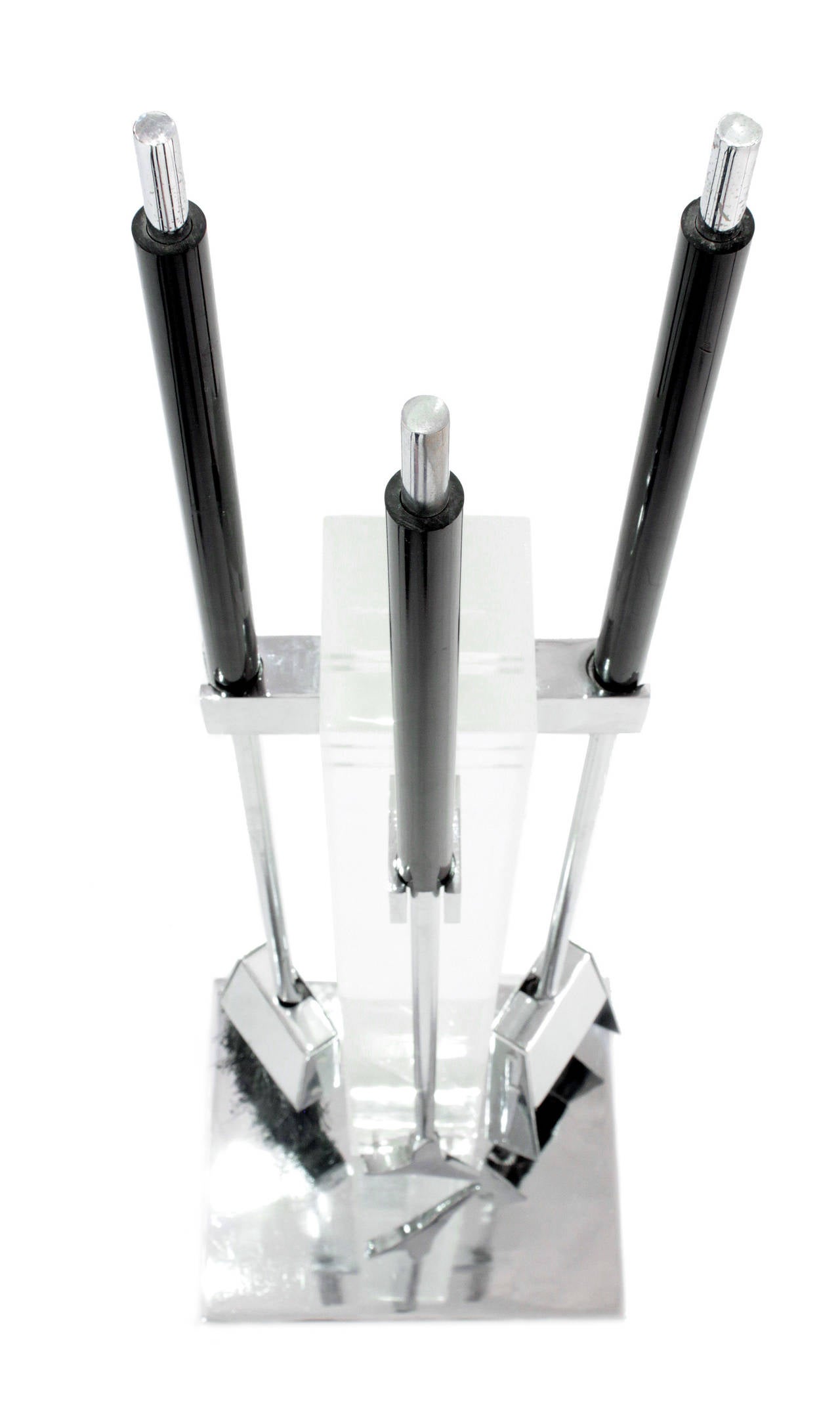 Elegant Fireplace Tool Set in Lucite and Chrome by Alessandro Albrizzi 1