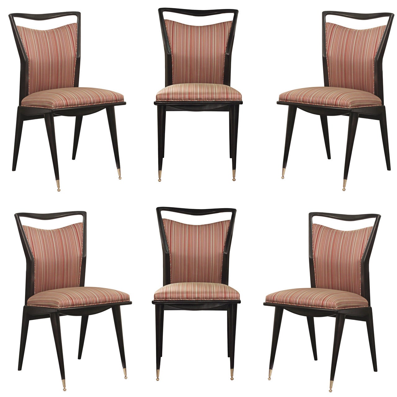 Set of Six Sculptural Italian Dining Chairs