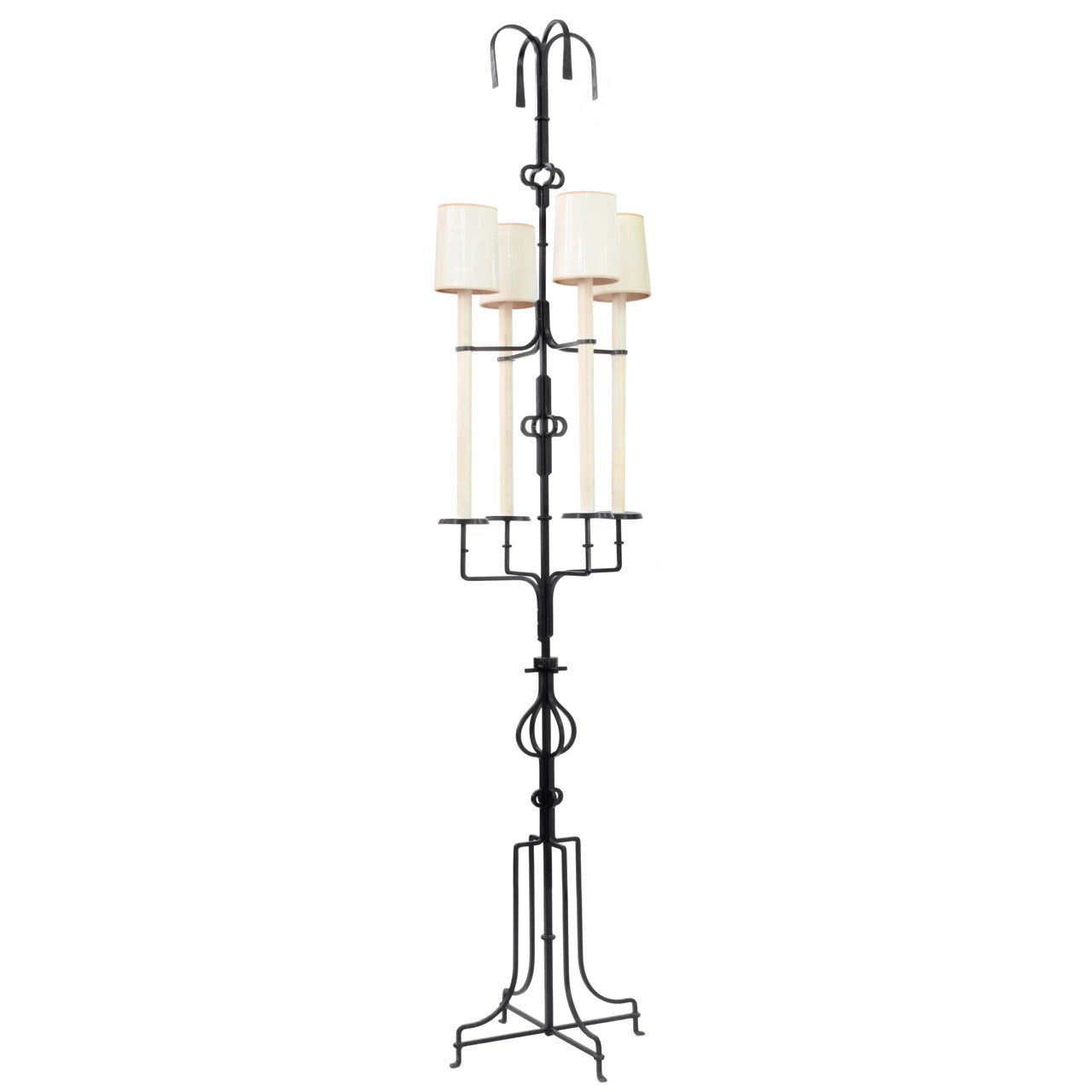 Exceptional and Large Floor Lamp in Wrought Iron by Tommi Parzinger For Sale