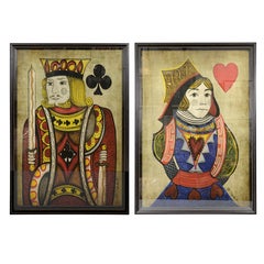 Set of Two Silk Screen Prints: King of Clubs & Queen of Hearts