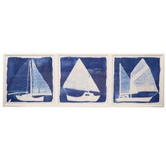 USA Small Sailboats in a flat wood frame