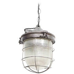 Cast Iron Cage Light with Ribbed Glass