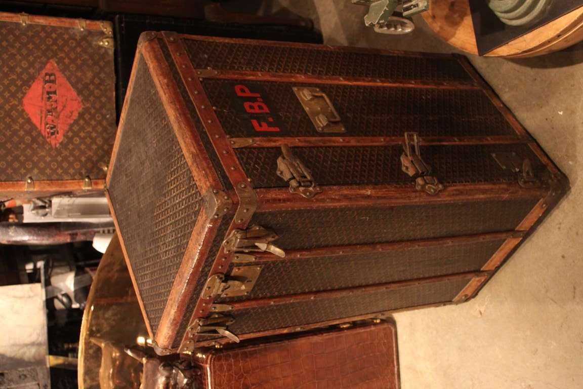 This is the holy grail of Goyard.. In the closed position this trunk can be used as a pedestal. When open it becomes a very extravagant chest of drawers. This trunk is an extremely rare configuration which we have never had. The condition is