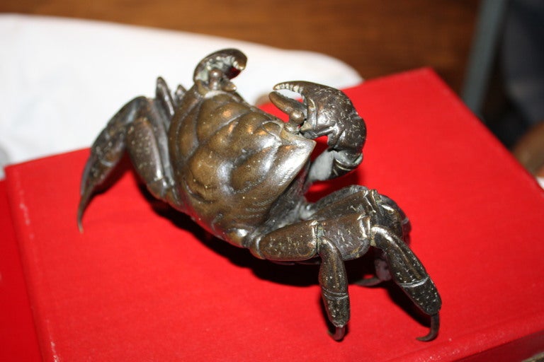 Japanese Rare Meiji bronze articulated crab 19th century For Sale