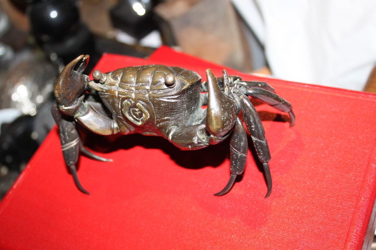 Bronze Rare Meiji bronze articulated crab 19th century For Sale